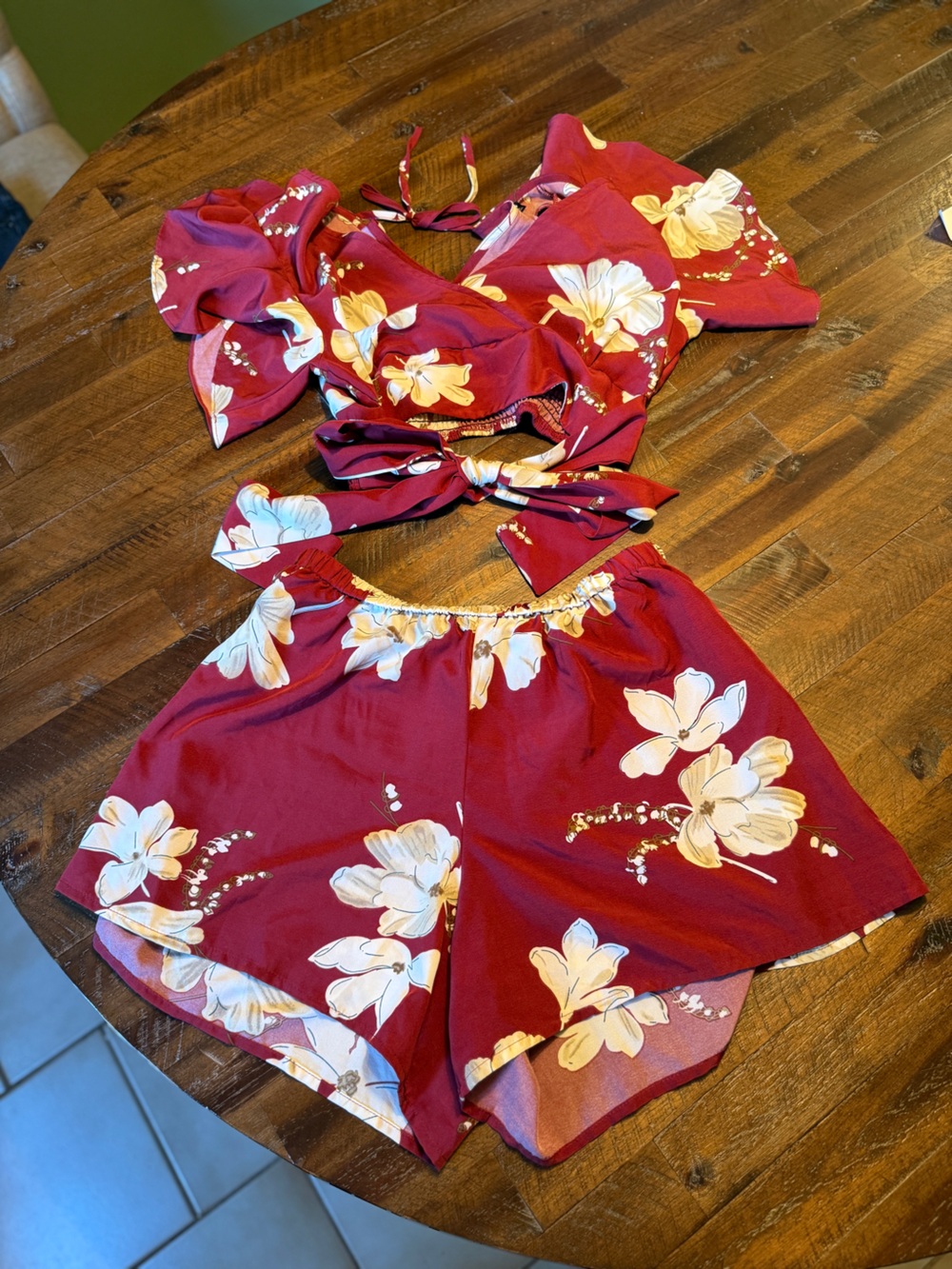 Women's Red Floral 2 piece set